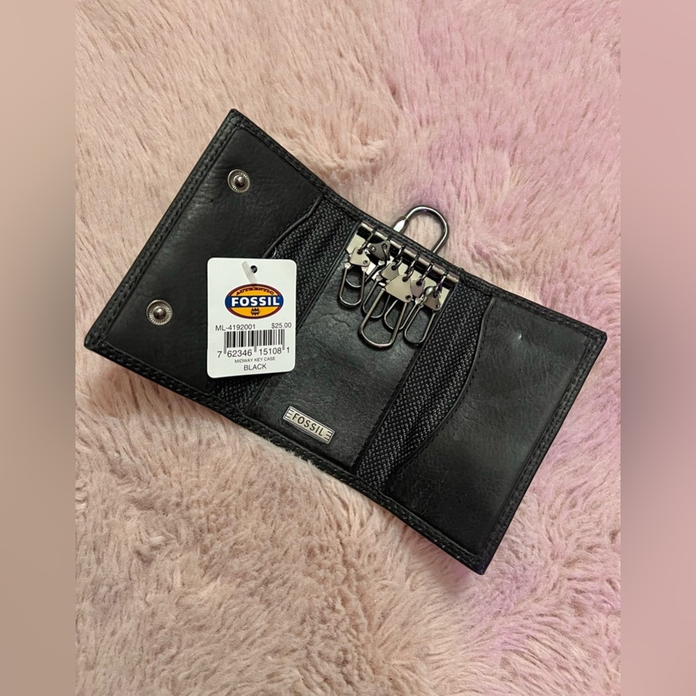 FOSSIL Men’s Black Leather Keyholder